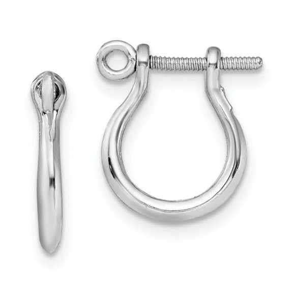 14k White Gold Mariner Nautical Shackle Link Screw Earrings, 1mm Post - Picture 6 of 6